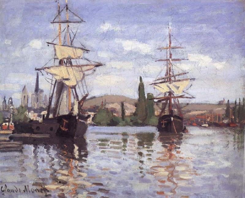 Claude Monet Ships Riding on the Seine at Rouen